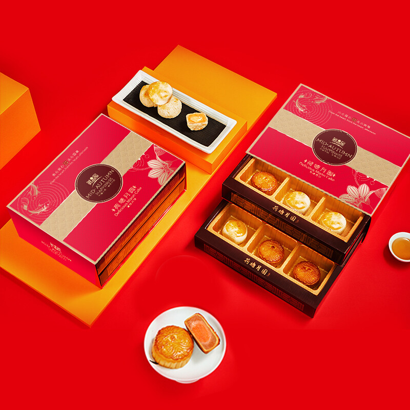 鮮品屋 荷塘月圓 美味月餅 12餅12味 900g 雙層禮盒裝包裝禮盒產(chǎn)品包裝創(chuàng)意設(shè)計欣賞(圖4)