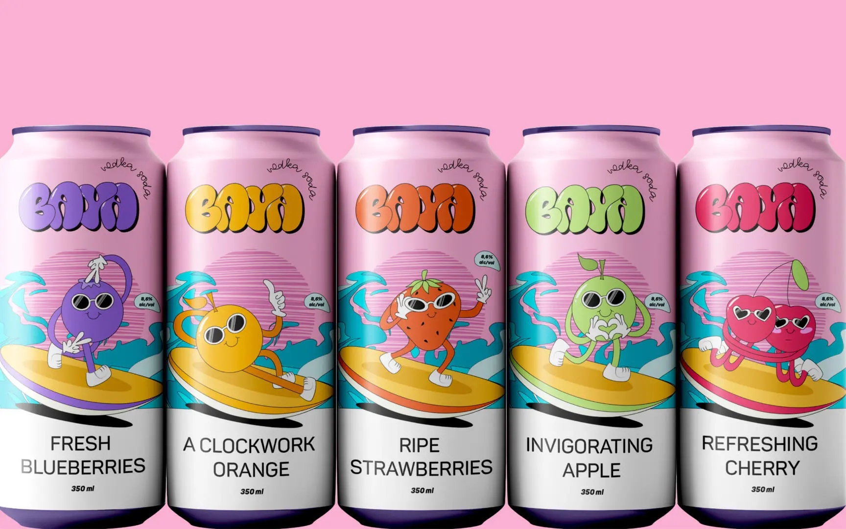 明亮有趣的伏特加蘇打水包裝罐設(shè)計(jì)欣賞(圖1)