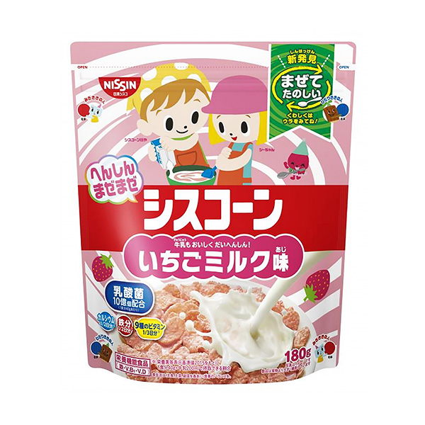 突變混合玉米草莓牛奶味日清思科包裝設(shè)計(圖1)
